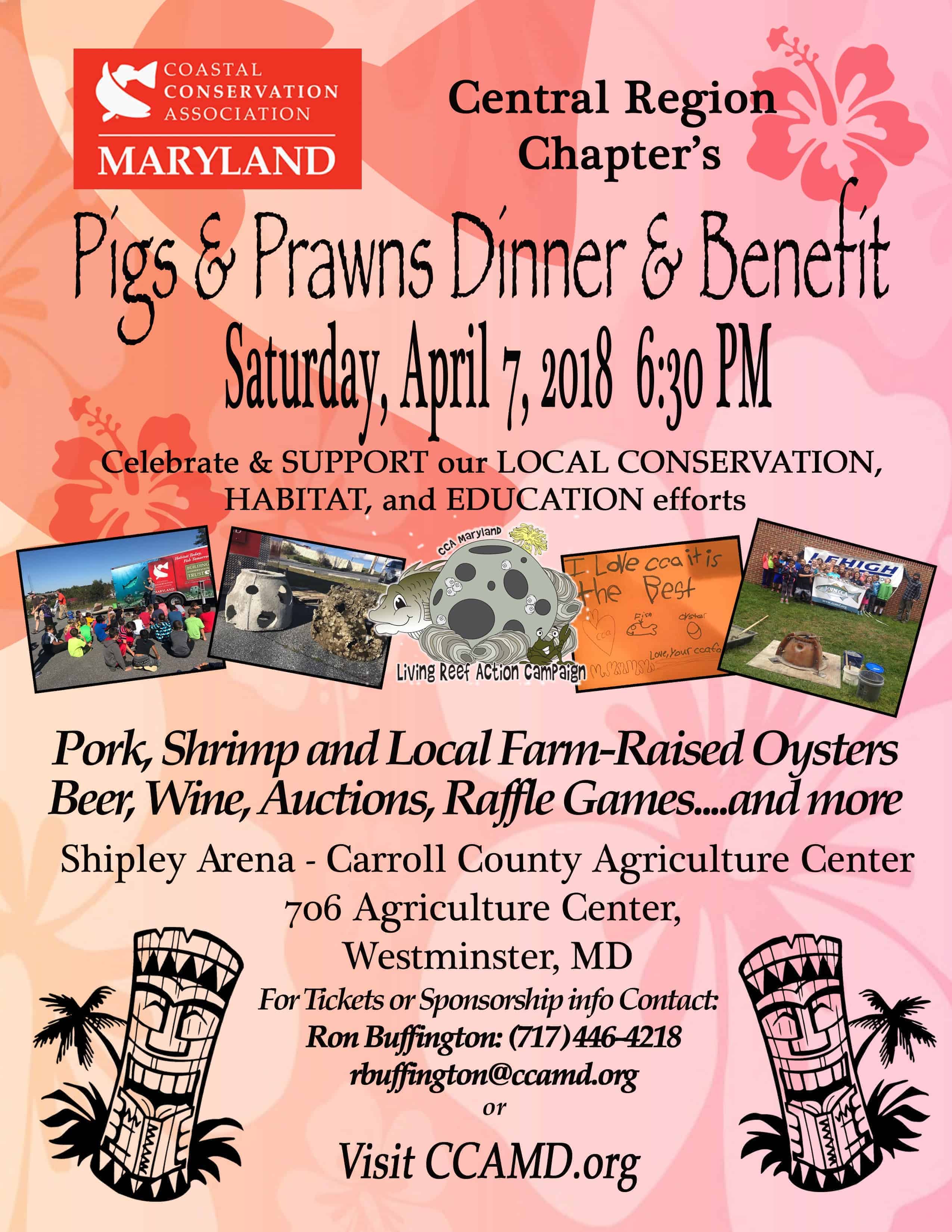 2018 central region chapters pigs prawns dinner benefit coastal farm flyer